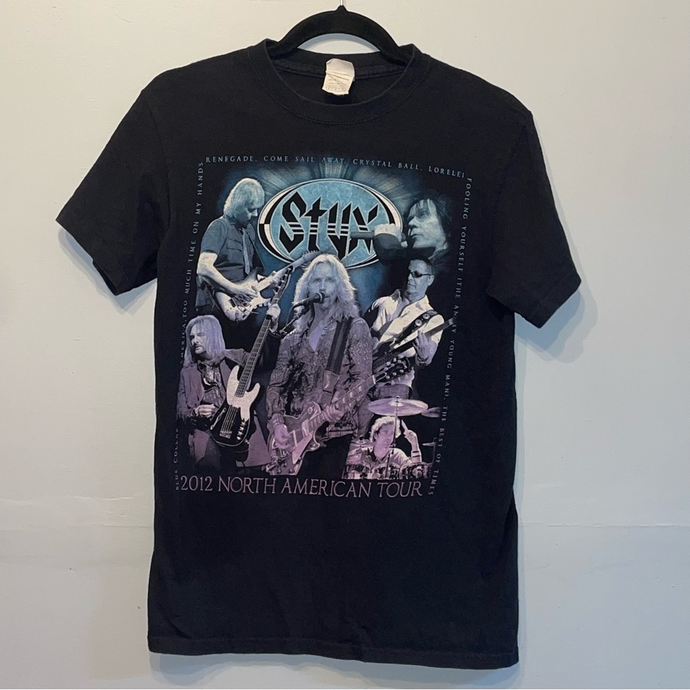 STYX 2012 North American Tour Short Sleeve Shirt - Black/Multi - Mens Sz S